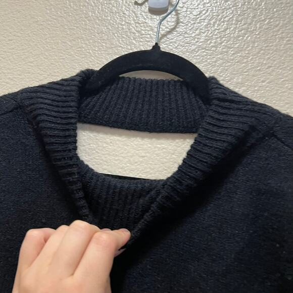 rue21 Crop Top Sweater Black Long Sleeve Pullover Back Tie High Neck Sz XS - Picture 4 of 8